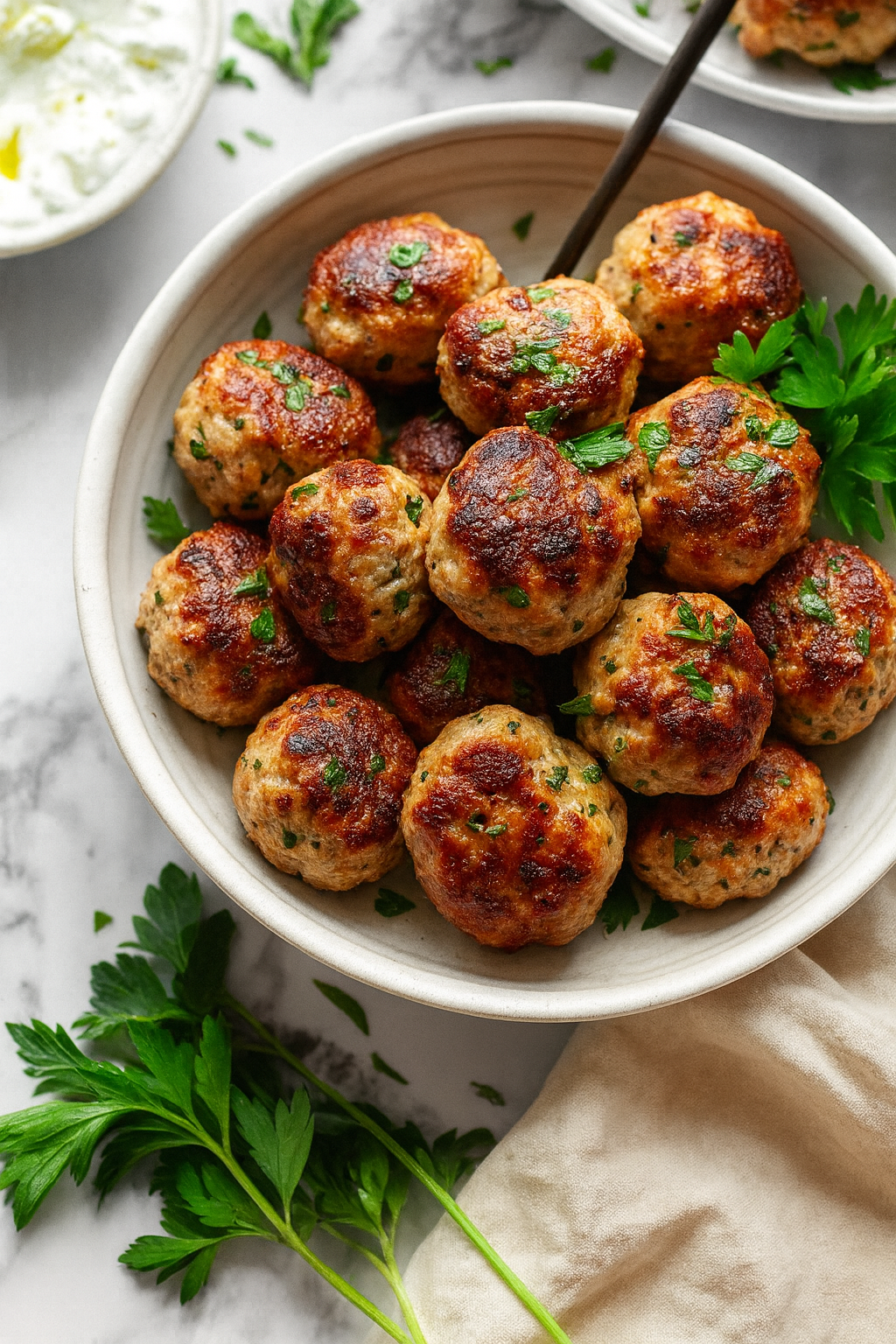 Greek-Inspired Chicken Meatballs serves 6-8